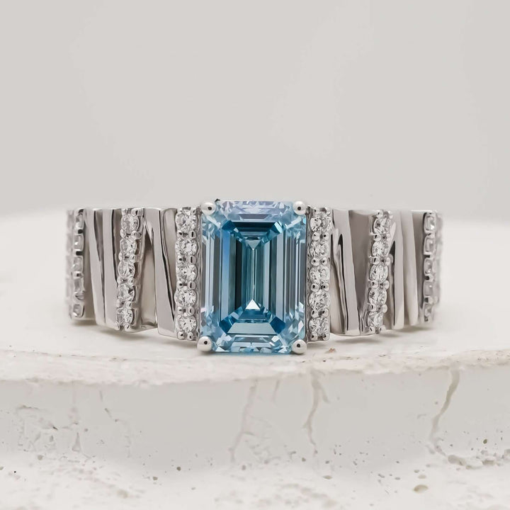 Gatsby Blue Emerald Cut Diamond Men’s Ring