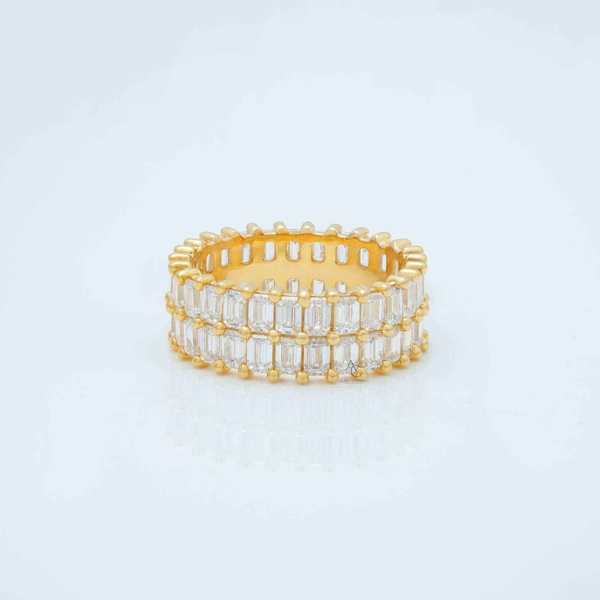 Amal Gold Emerald Illusion Eternity Diamond Band