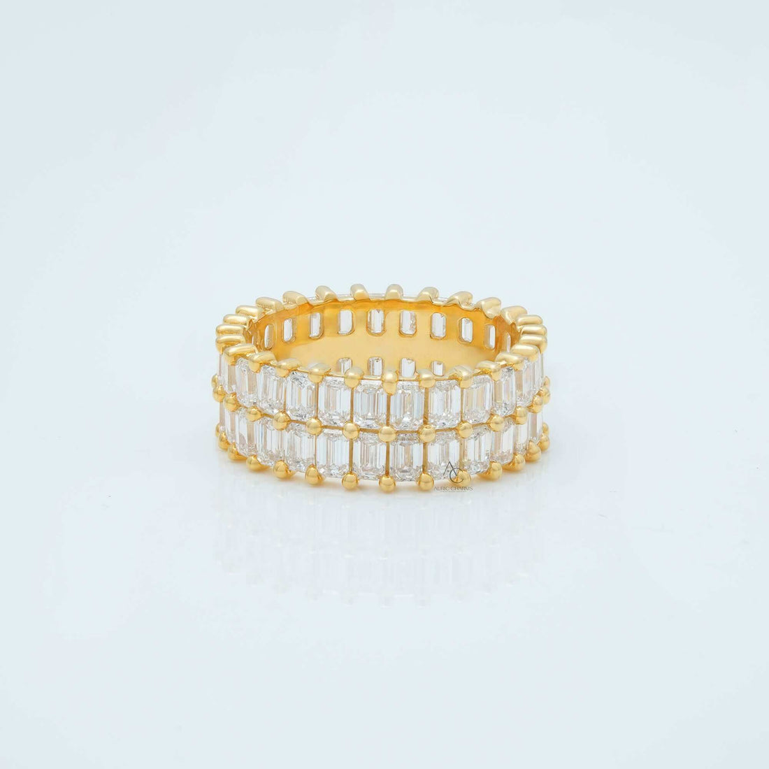 Amal Gold Emerald Illusion Eternity Diamond Band