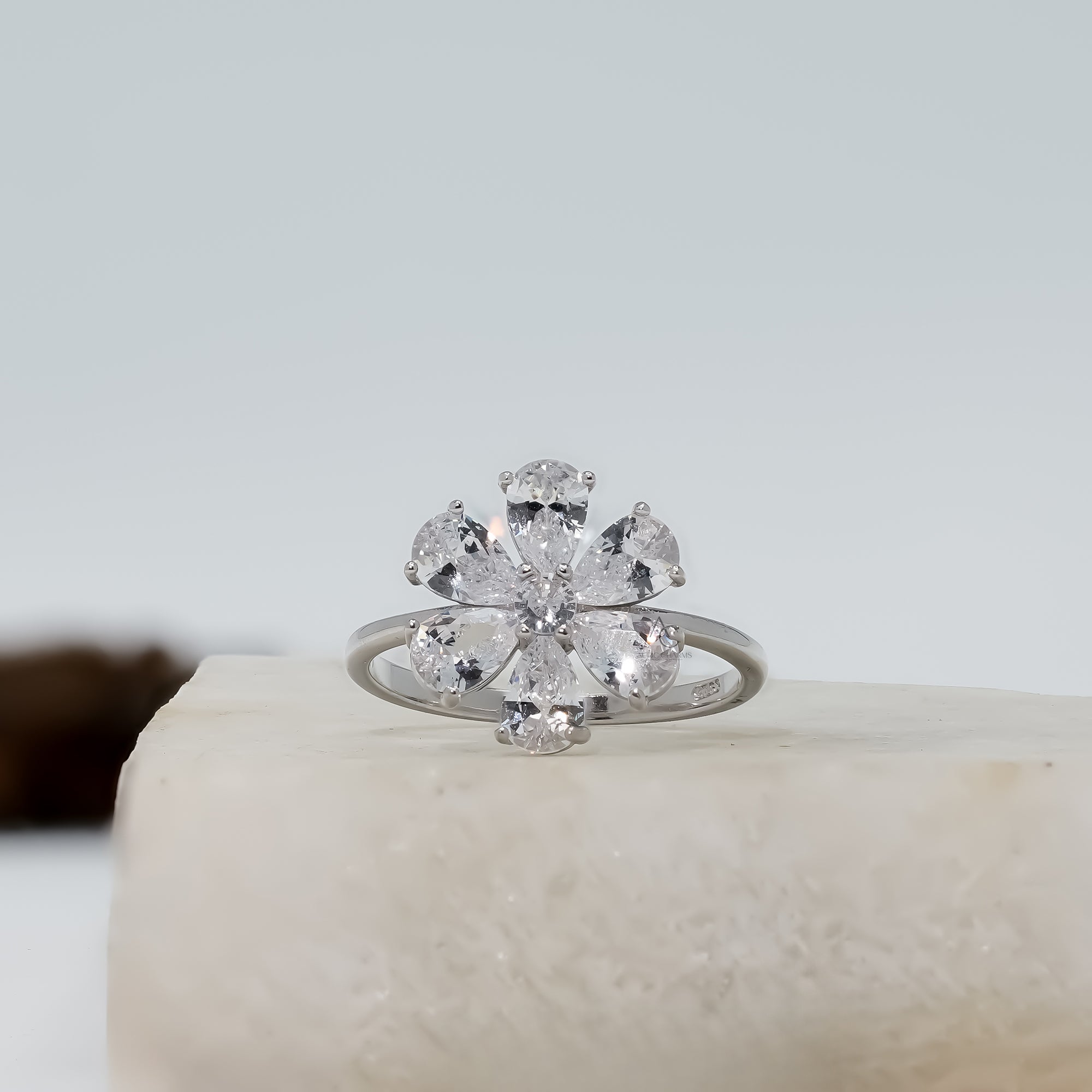 Aurielle Pear Cut Diamond Ring With Side Accents