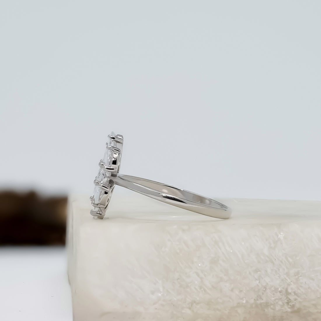 Aurielle Pear Cut Diamond Ring With Side Accents