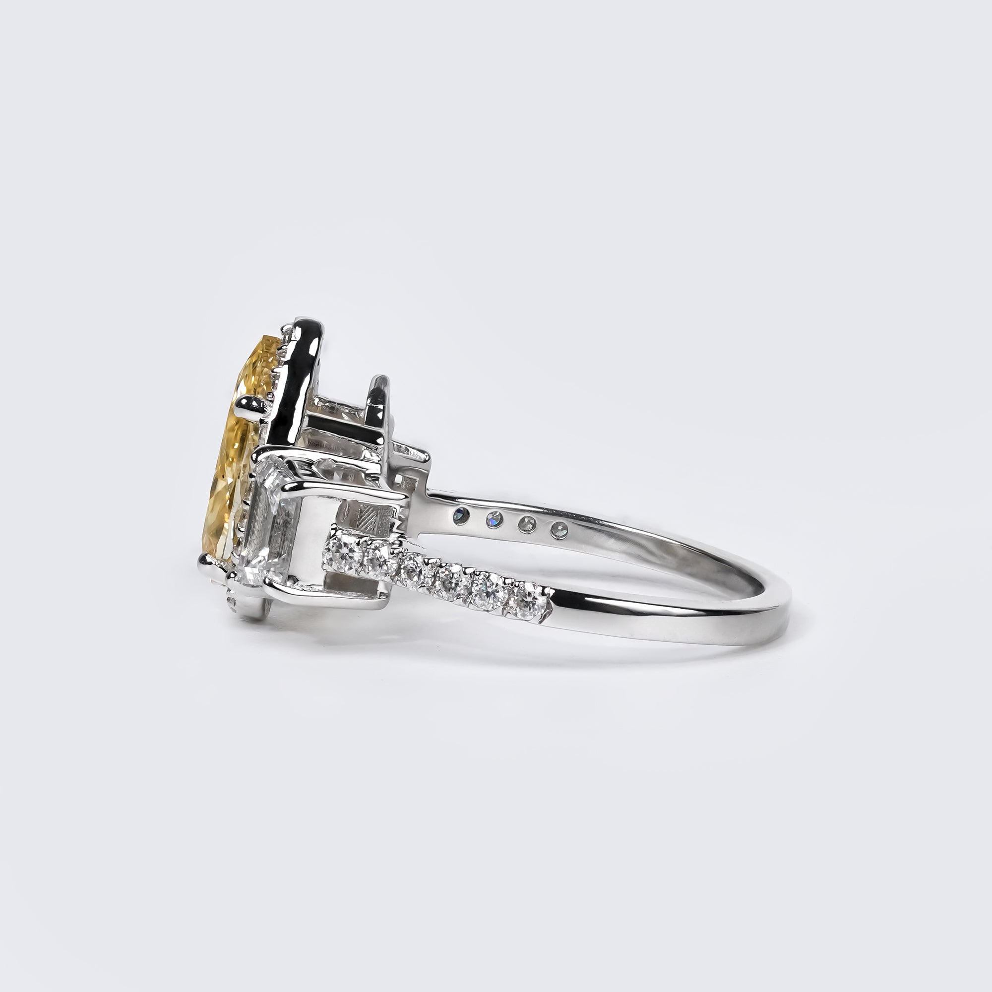 Fancy Yellow Pear Three-Stone Ring