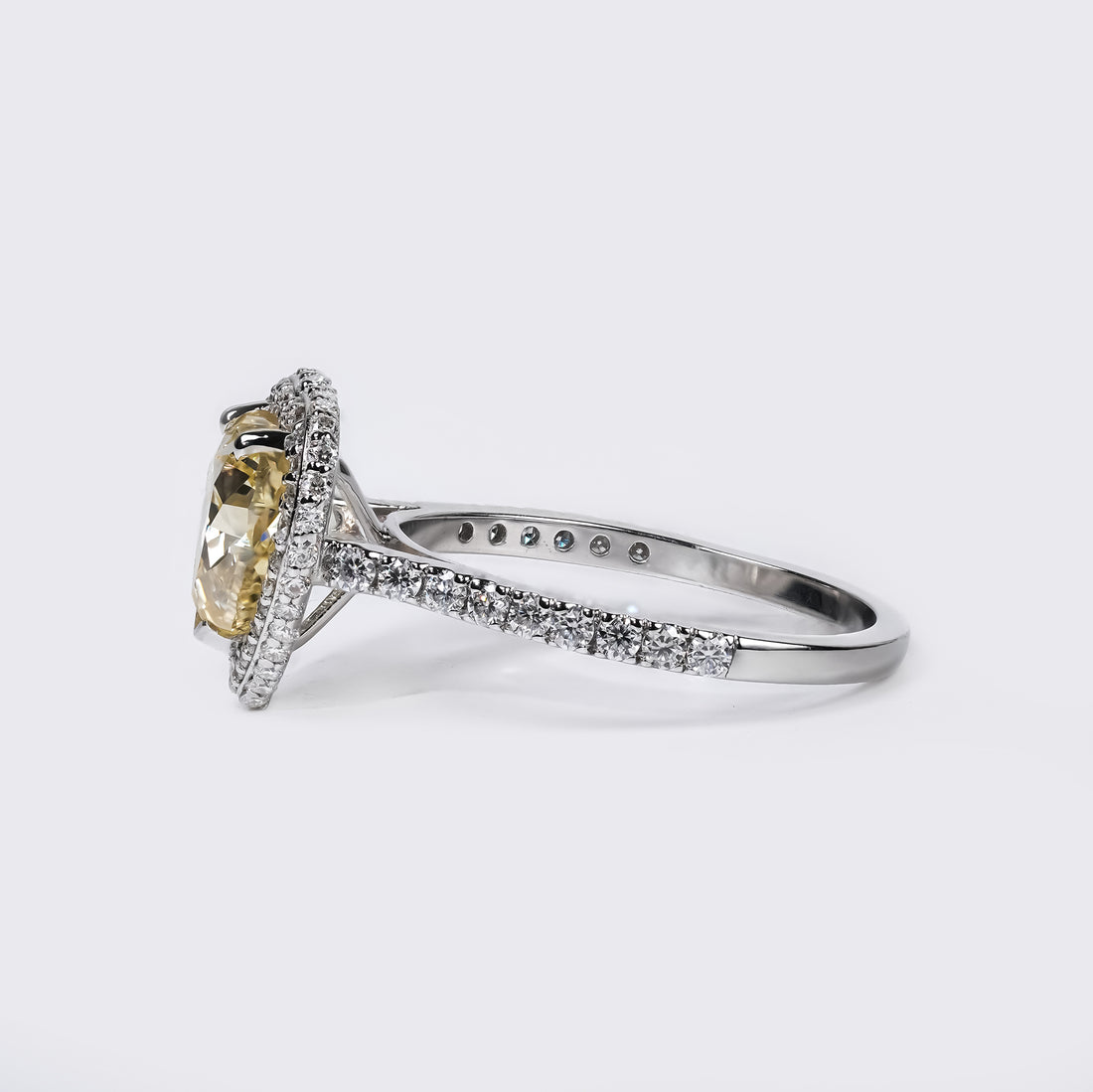 Fancy Yellow Heart Pavé Ring