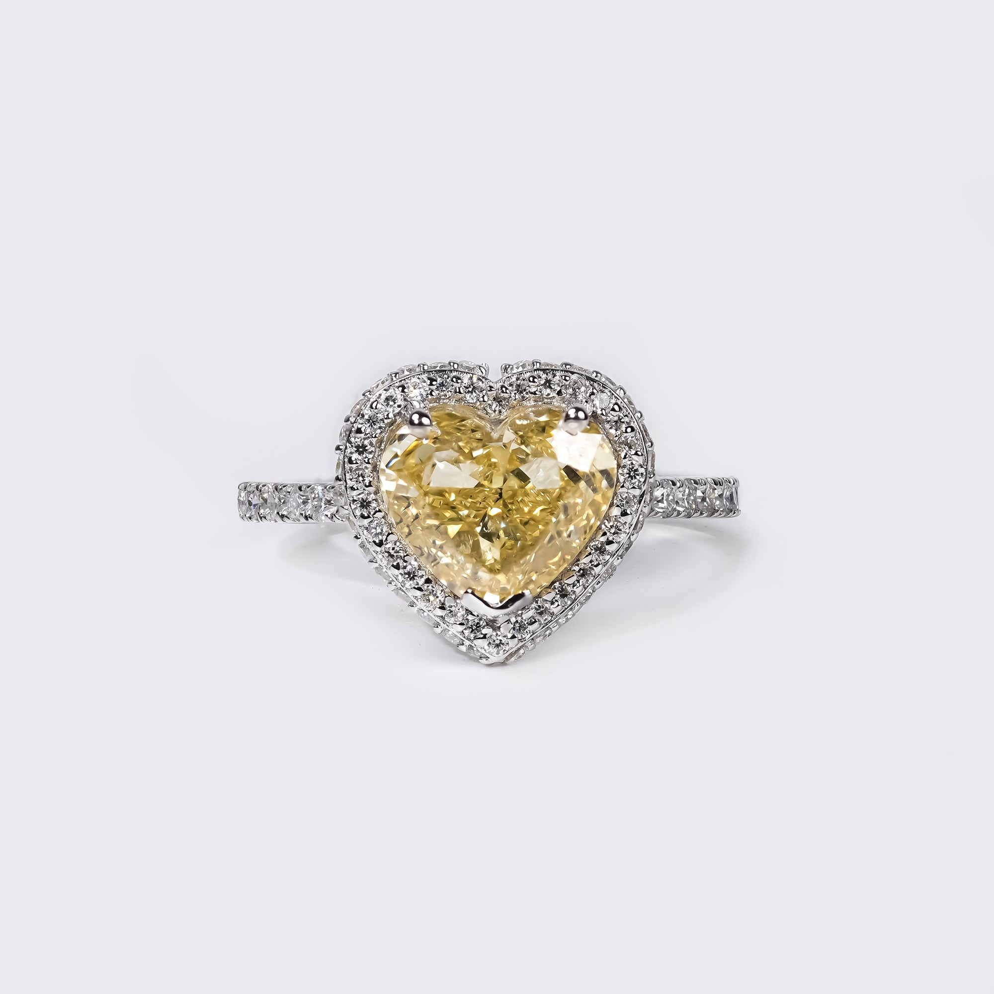 Fancy Yellow Heart Pavé Ring