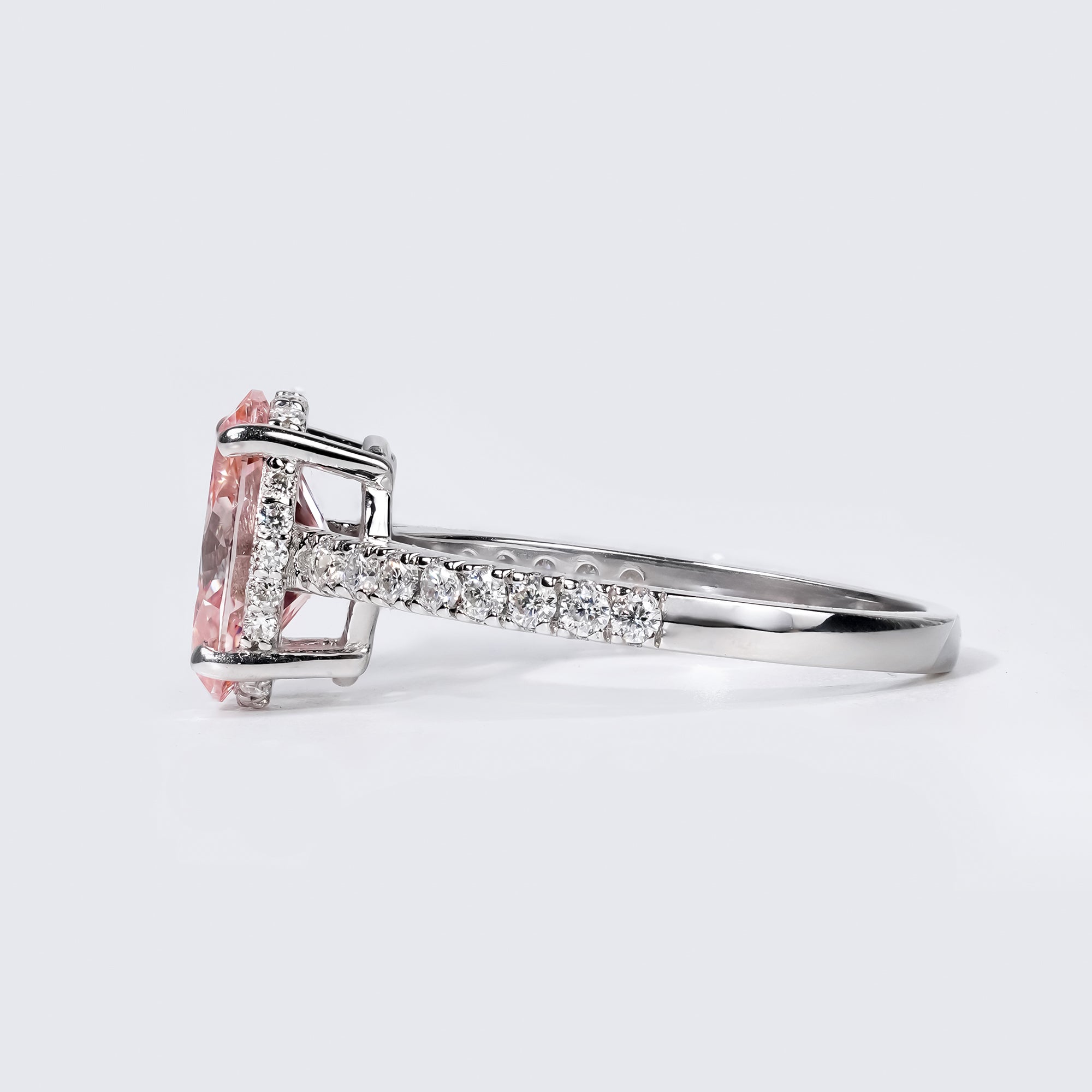 Fancy Pink Oval Hidden Halo Ring