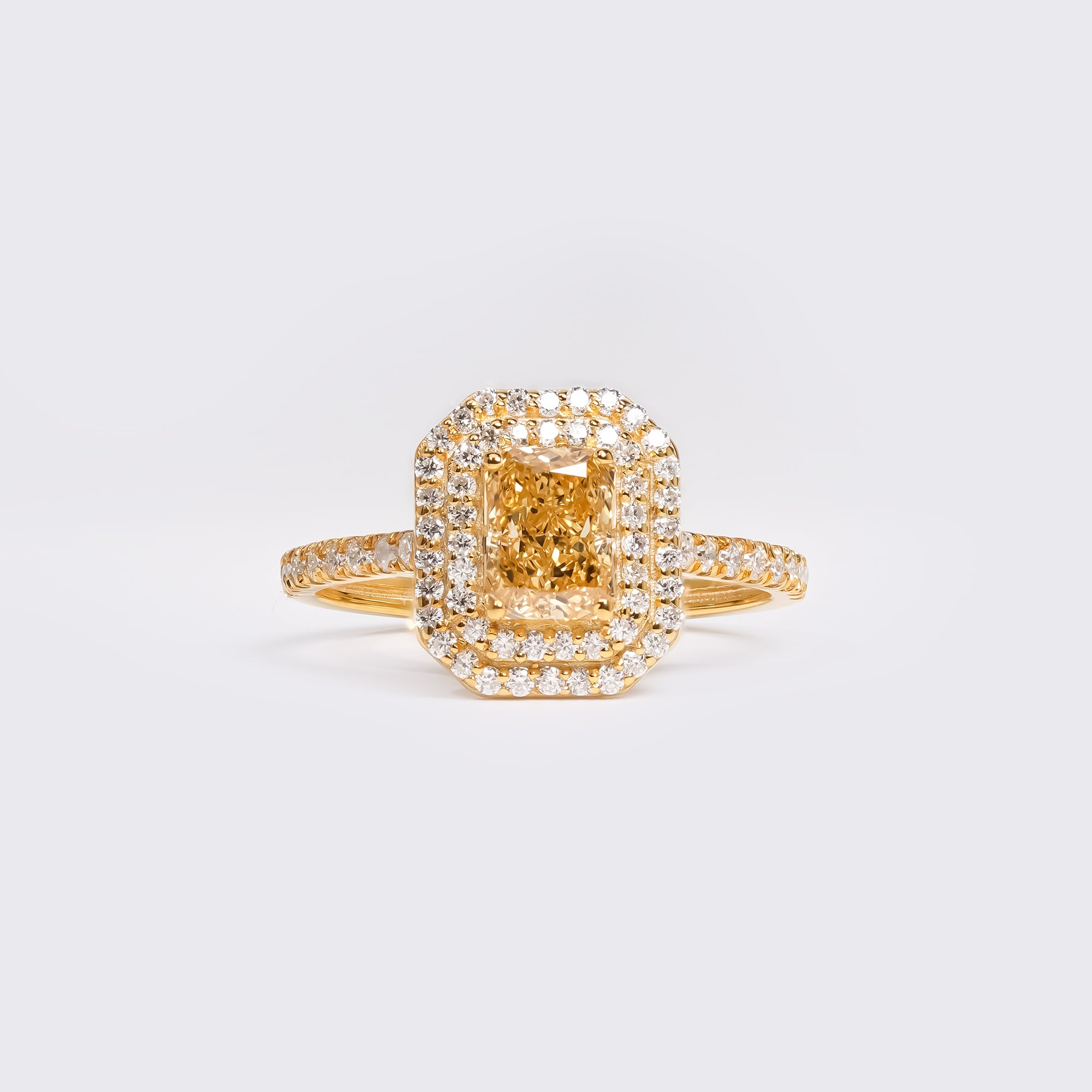 Fancy Yellow Radiant Double Halo Ring