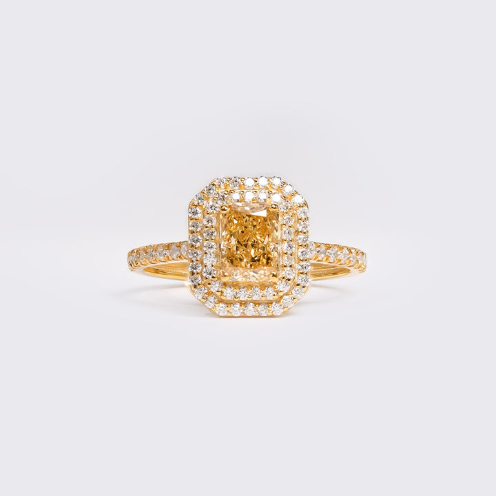 Fancy Yellow Radiant Double Halo Ring