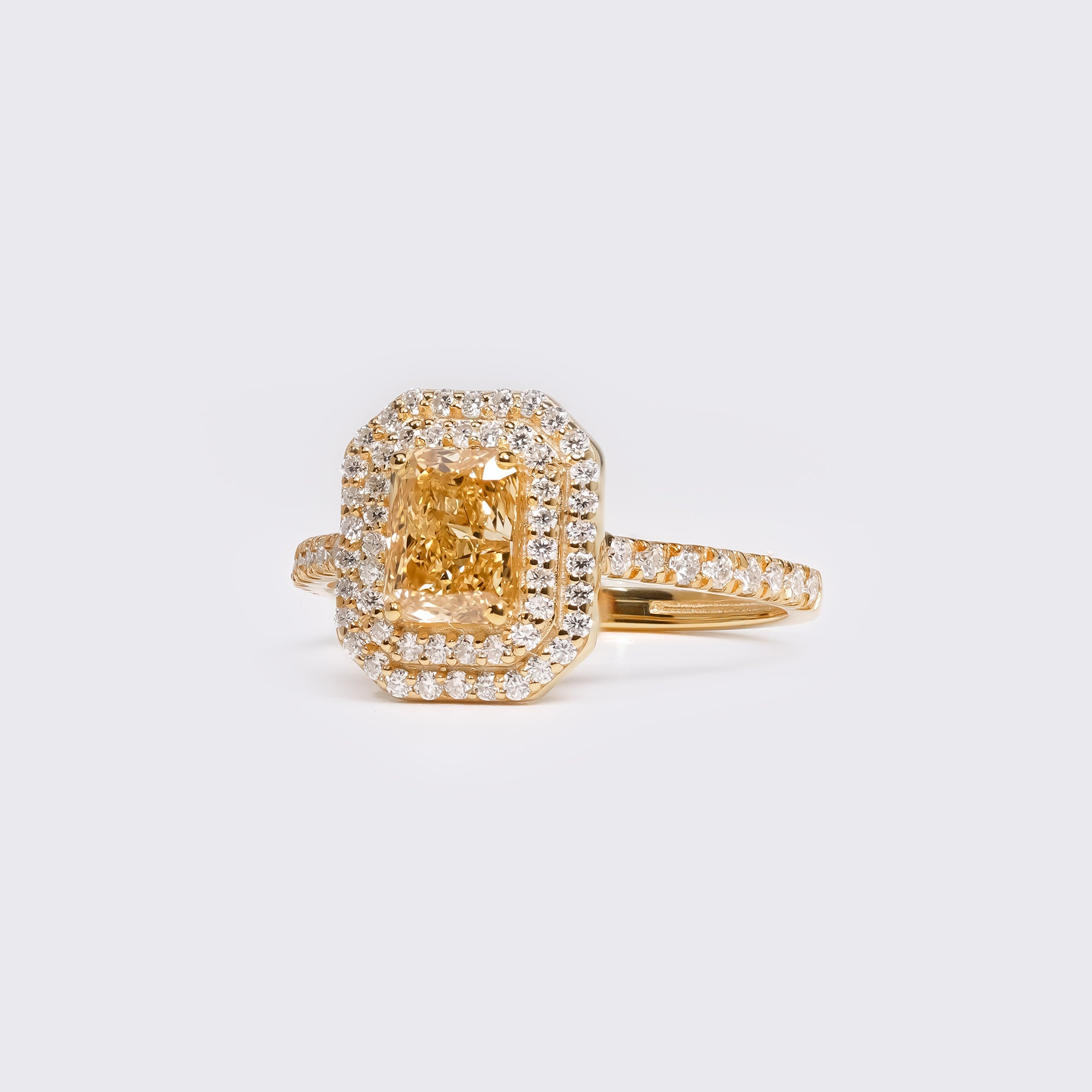 Fancy Yellow Radiant Double Halo Ring