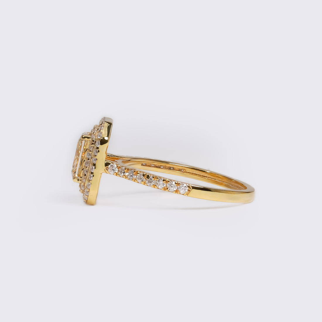 Fancy Yellow Radiant Double Halo Ring