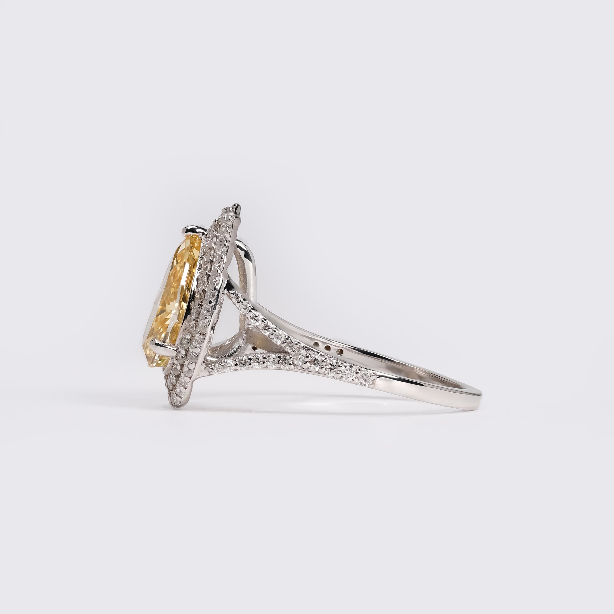 Fancy Yellow Pear Double Halo Ring