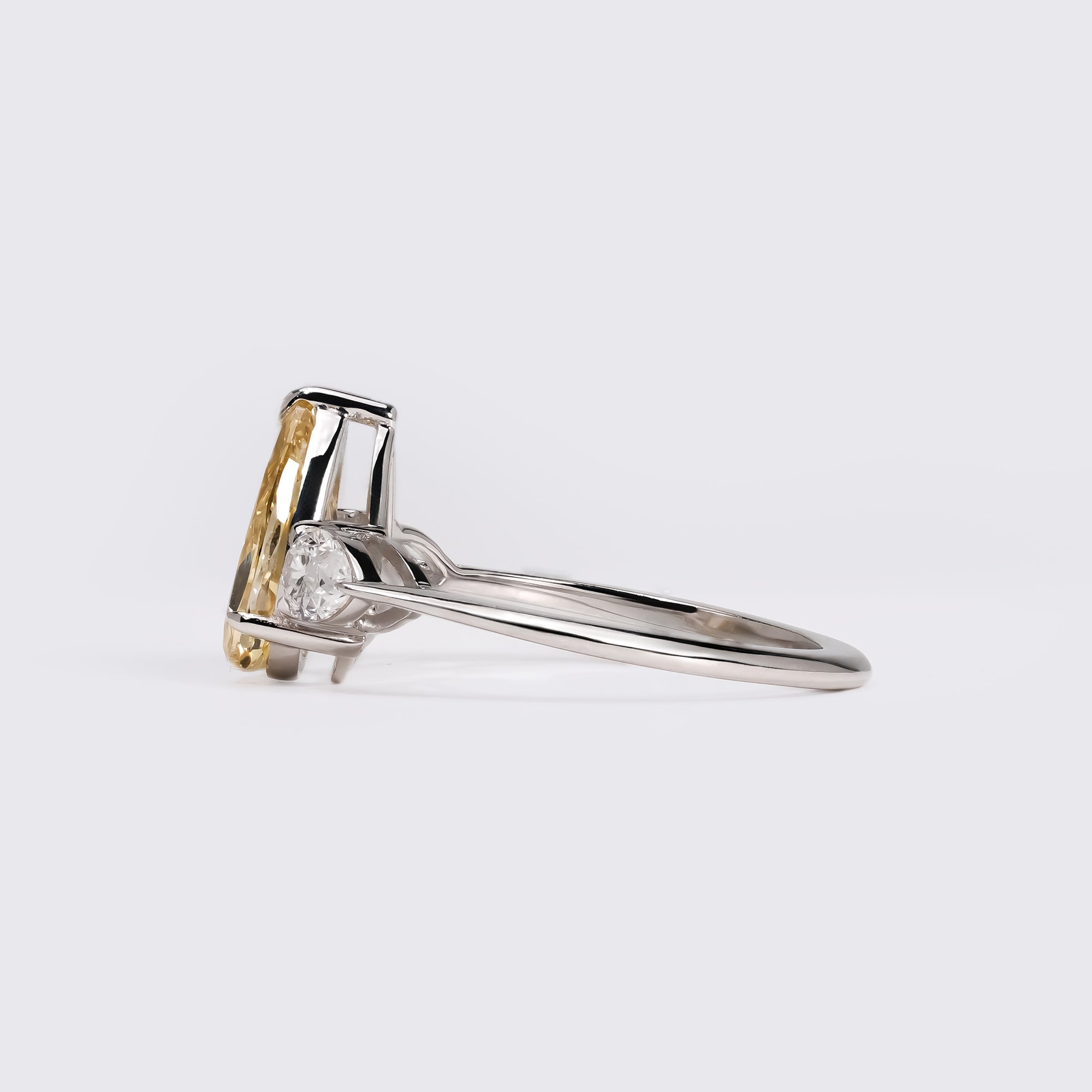 Fancy Yellow Pear Three-Stone Ring