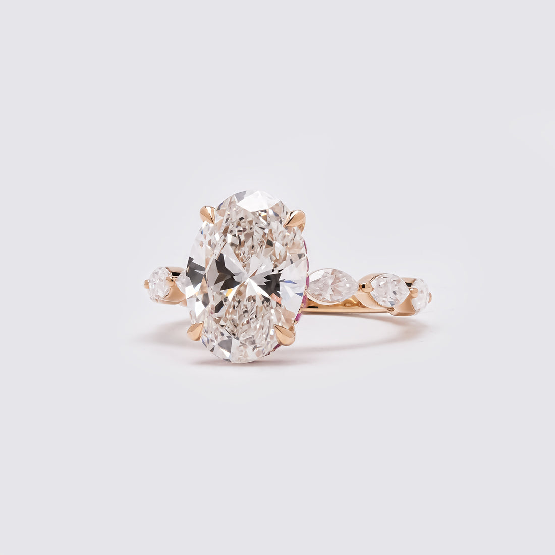 Oval Diamond Ruby Accent Ring