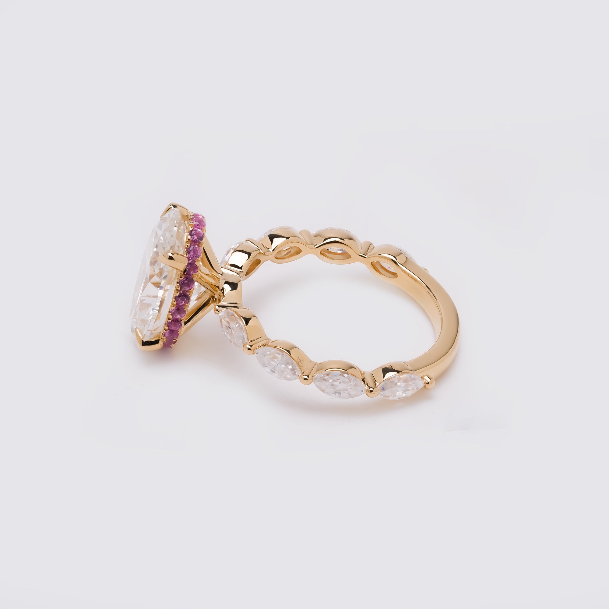 Oval Diamond Ruby Accent Ring