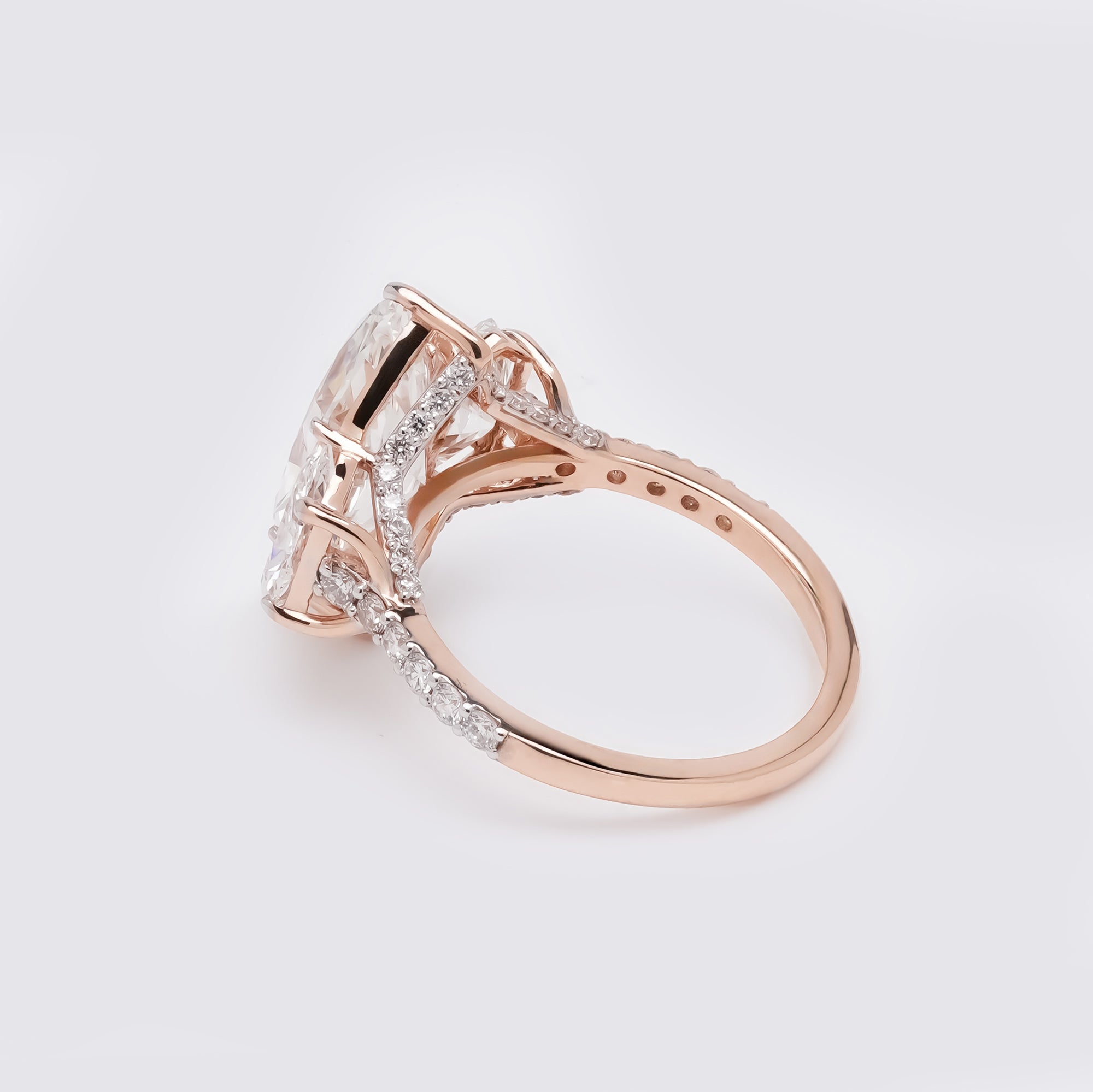 Dutch Marquise Hidden Halo Three-Stone Ring