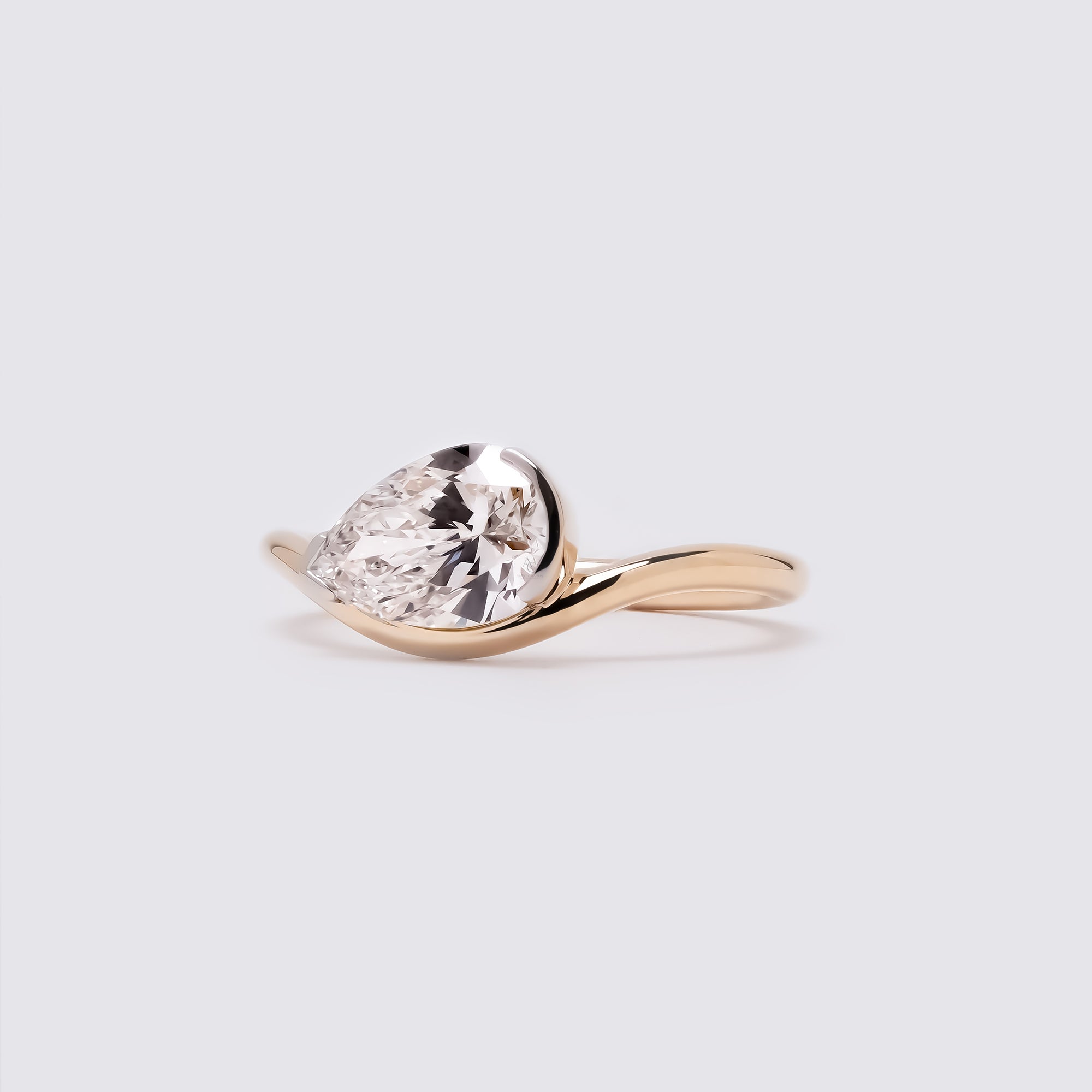 Nadia Pear Curved Solitaire Ring