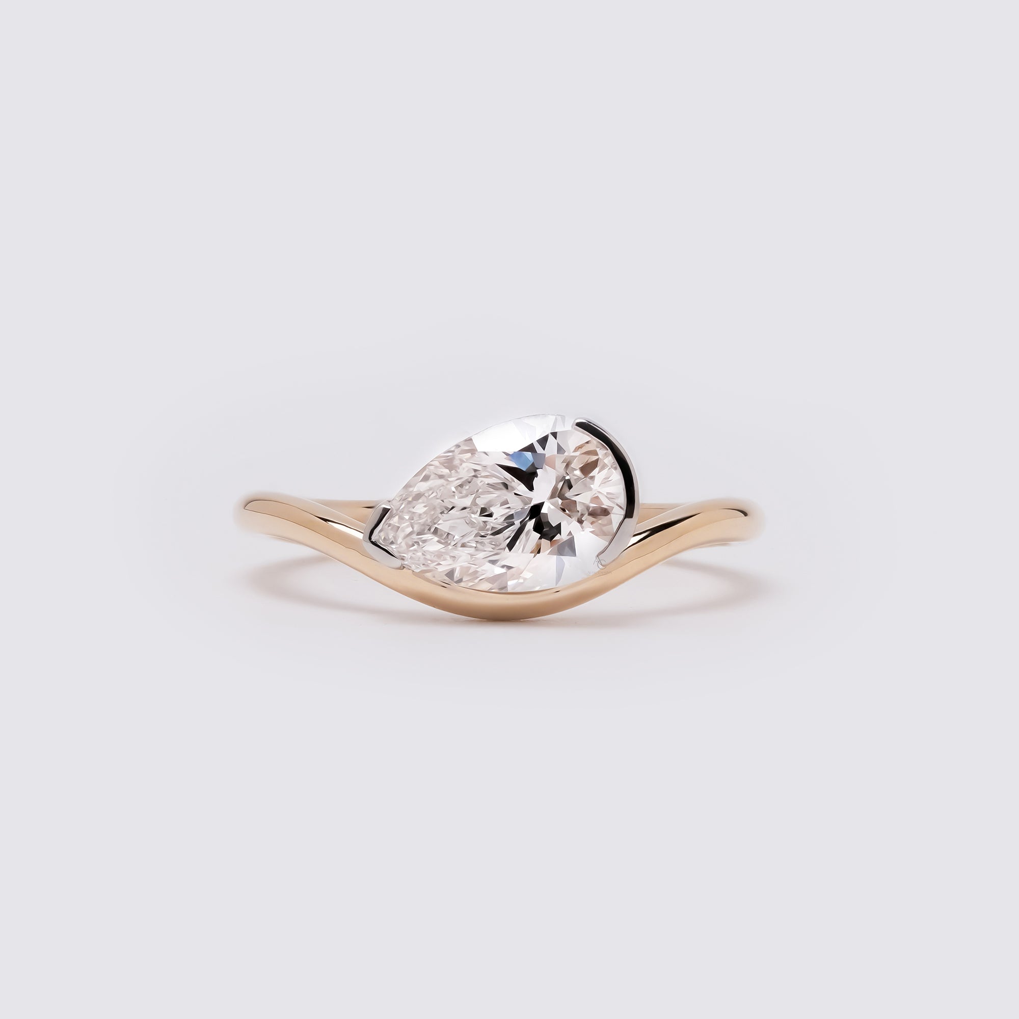 Nadia Pear Curved Solitaire Ring