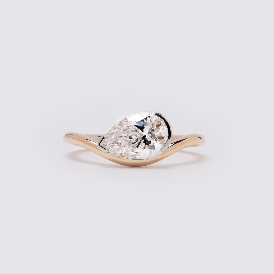 Nadia Pear Curved Solitaire Ring