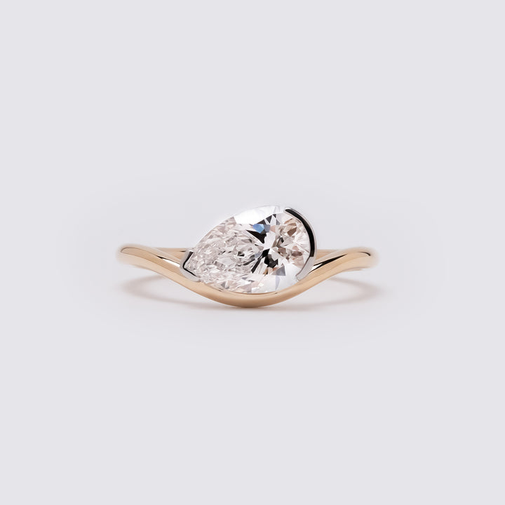 Nadia Pear Curved Solitaire Ring