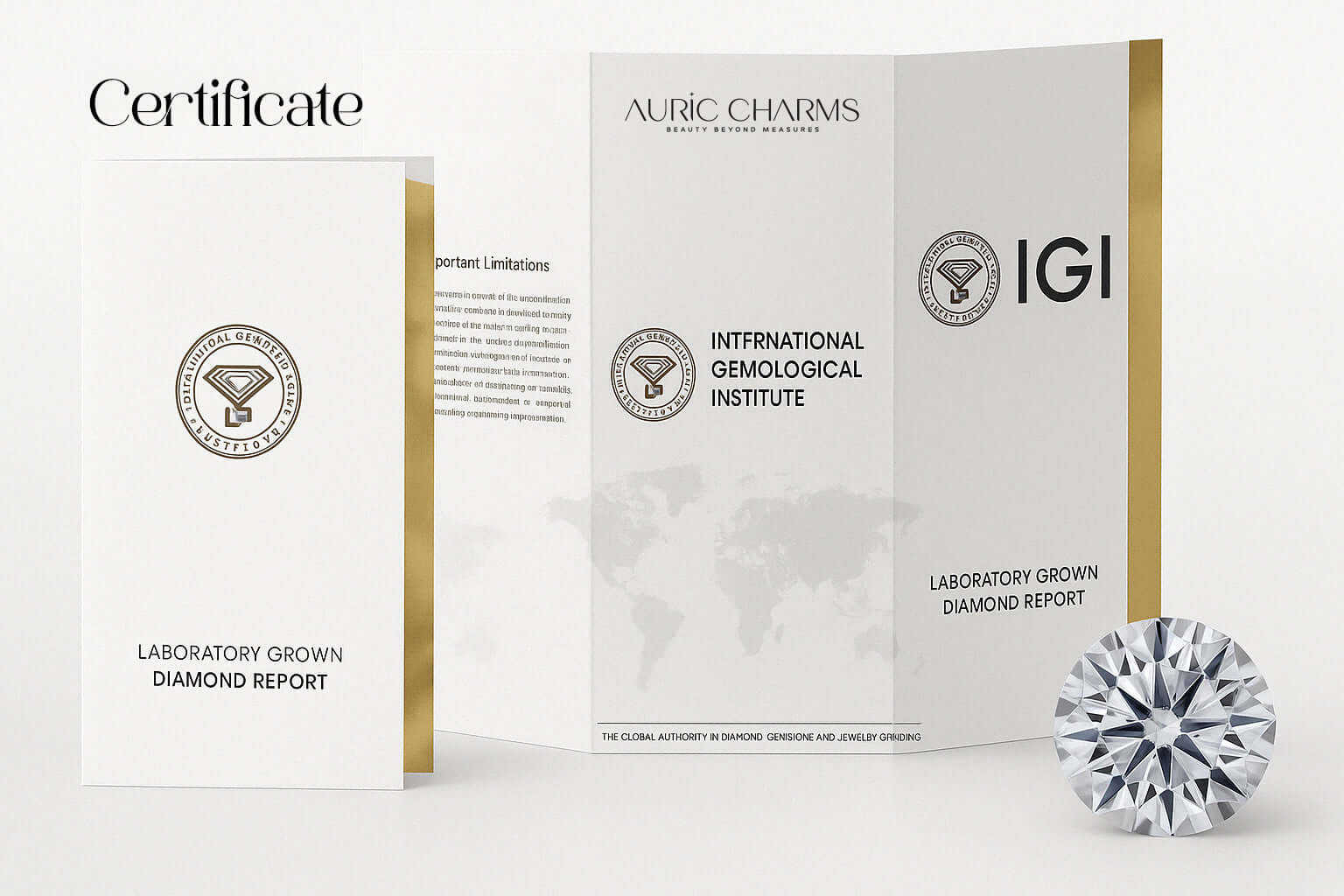 IGI certificate for a lab grown diamond, showcasing the elegance and authenticity of sustainable luxury jewelry.