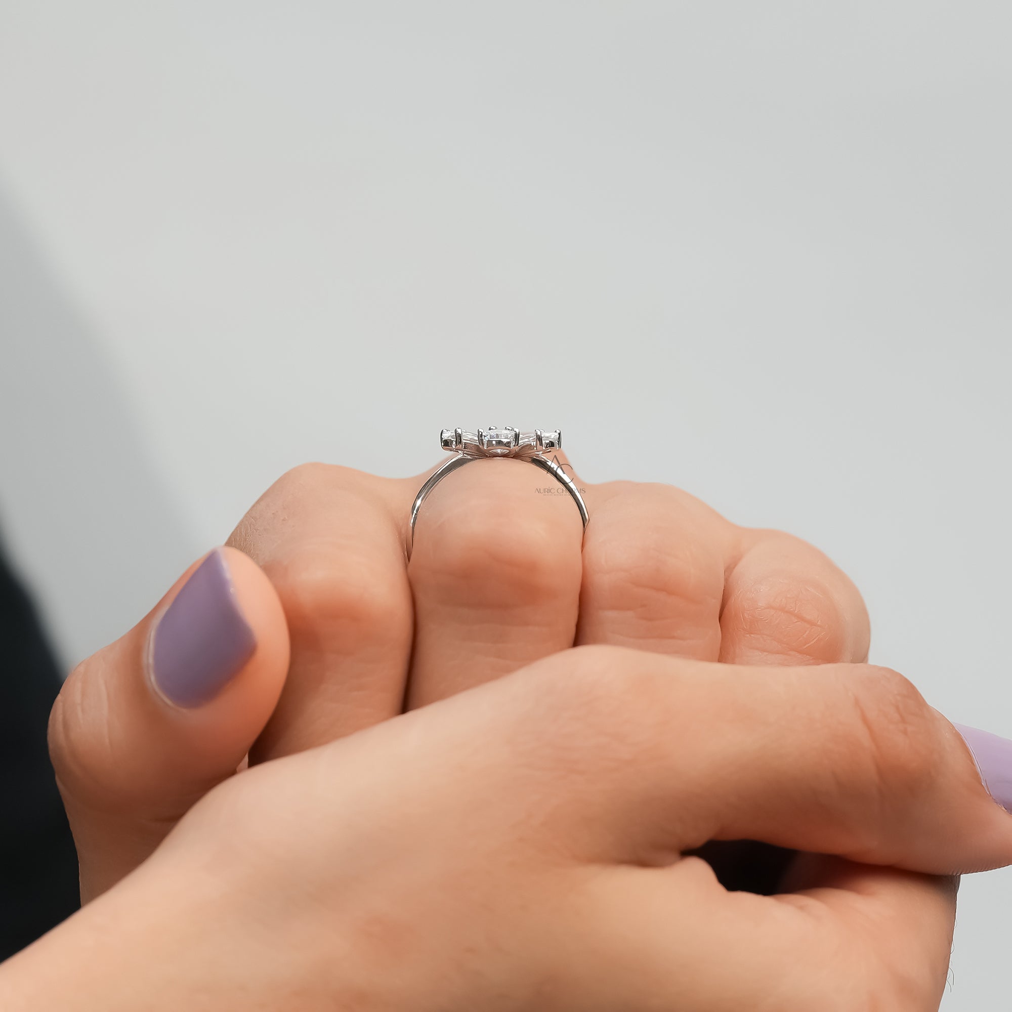 Aurielle Pear Cut Diamond Ring With Side Accents