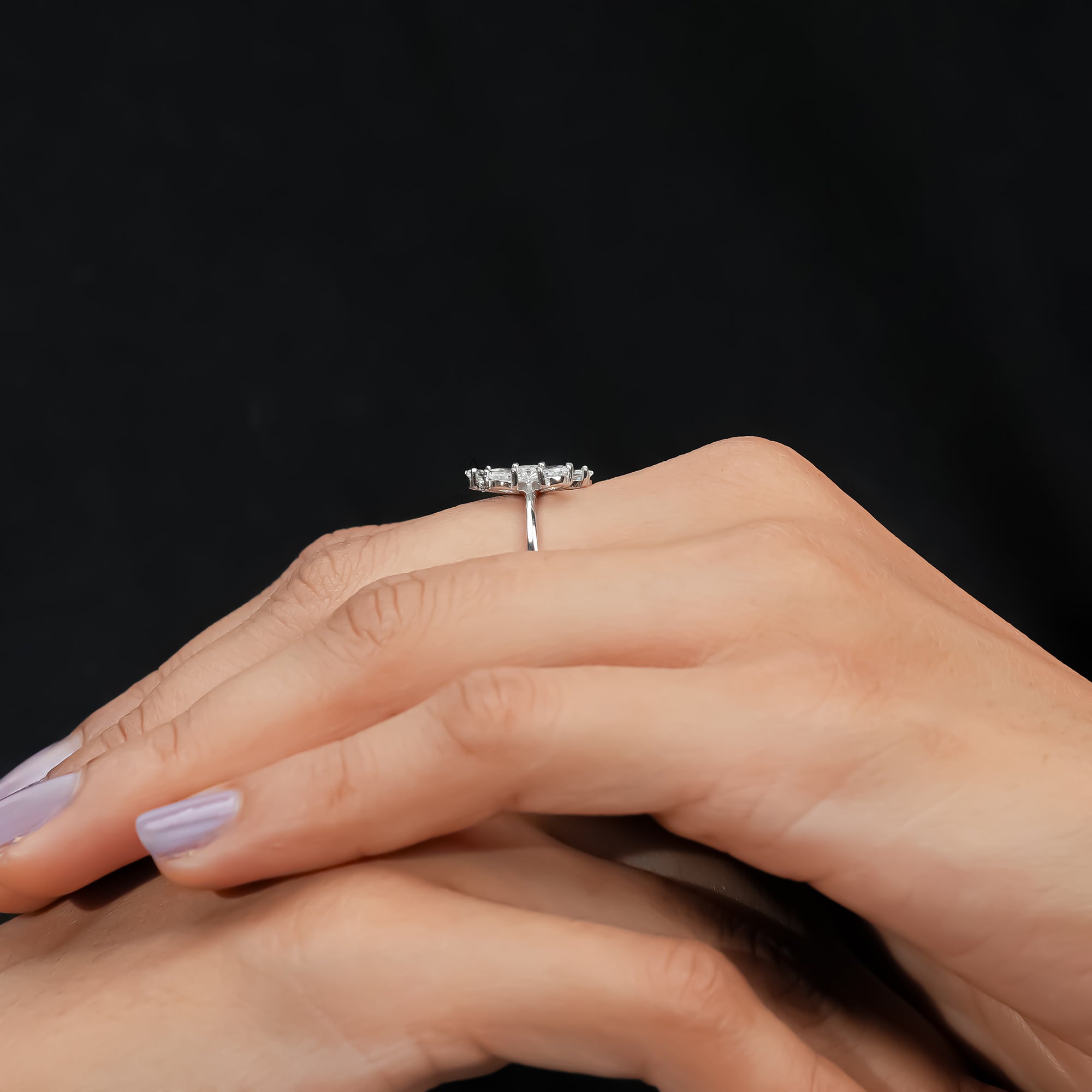 Aurielle Pear Cut Diamond Ring With Side Accents