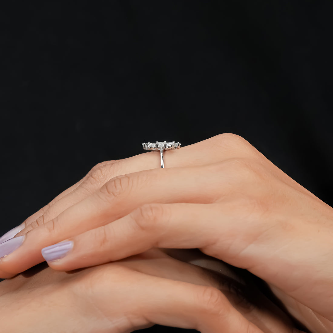 Aurielle Pear Cut Diamond Ring With Side Accents