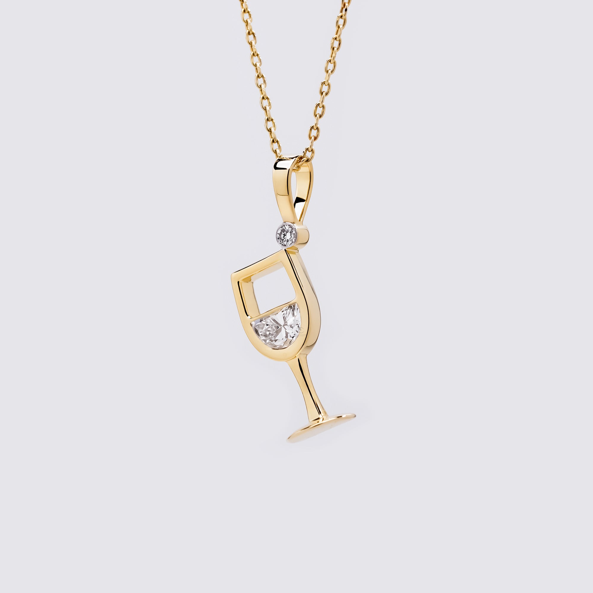 Champagne Glass Half Moon Diamond Pendant