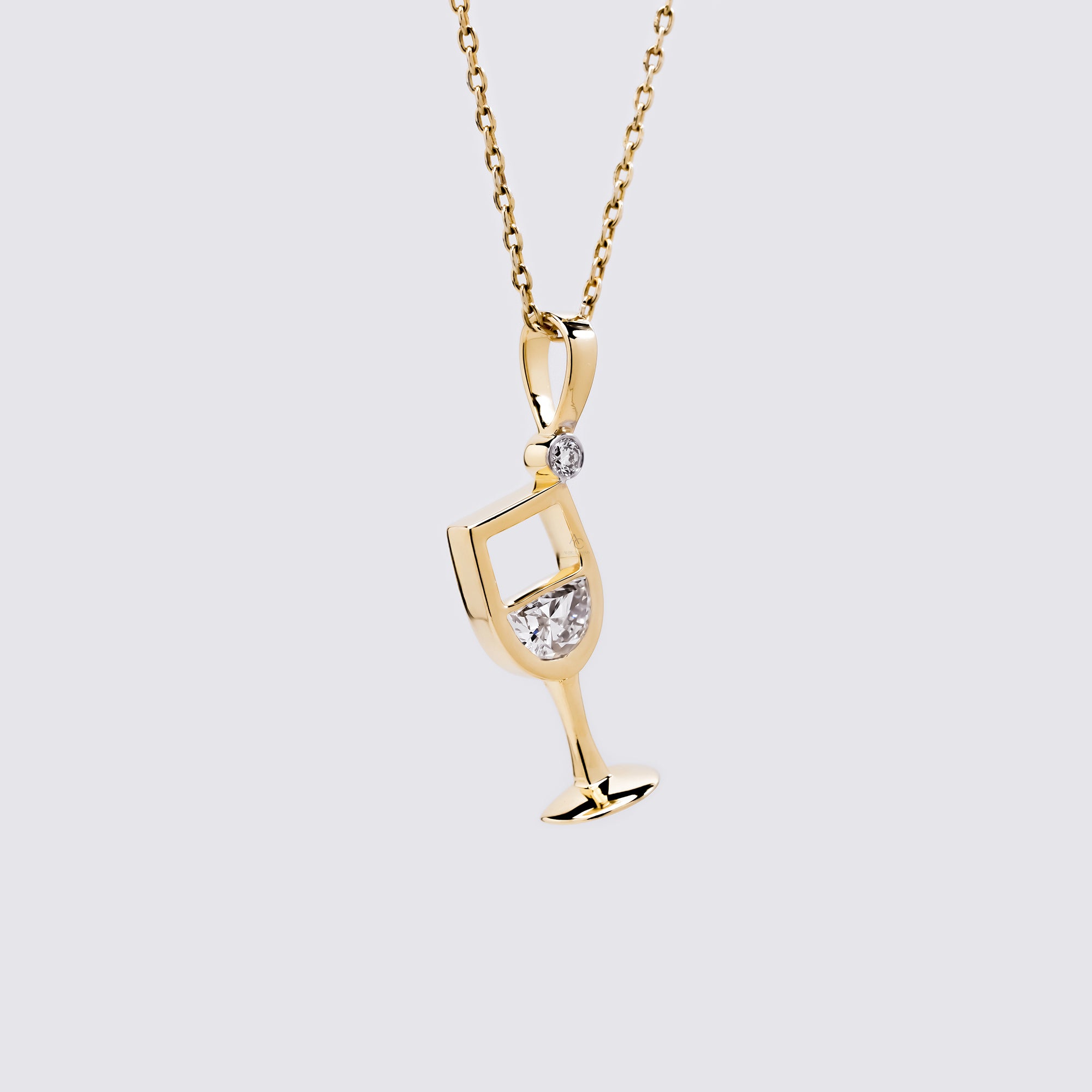 Champagne Glass Half Moon Diamond Pendant