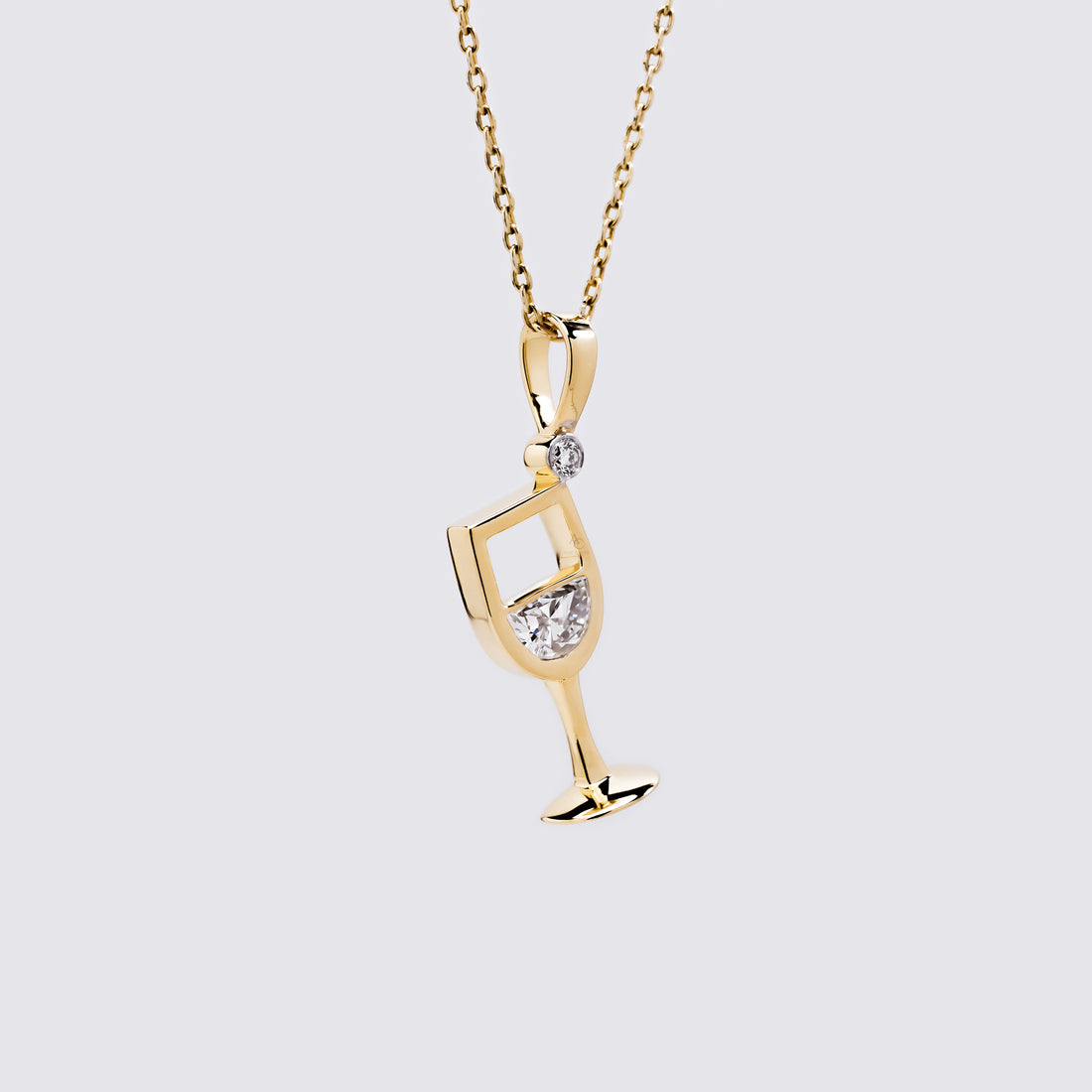 Champagne Glass Half Moon Diamond Pendant