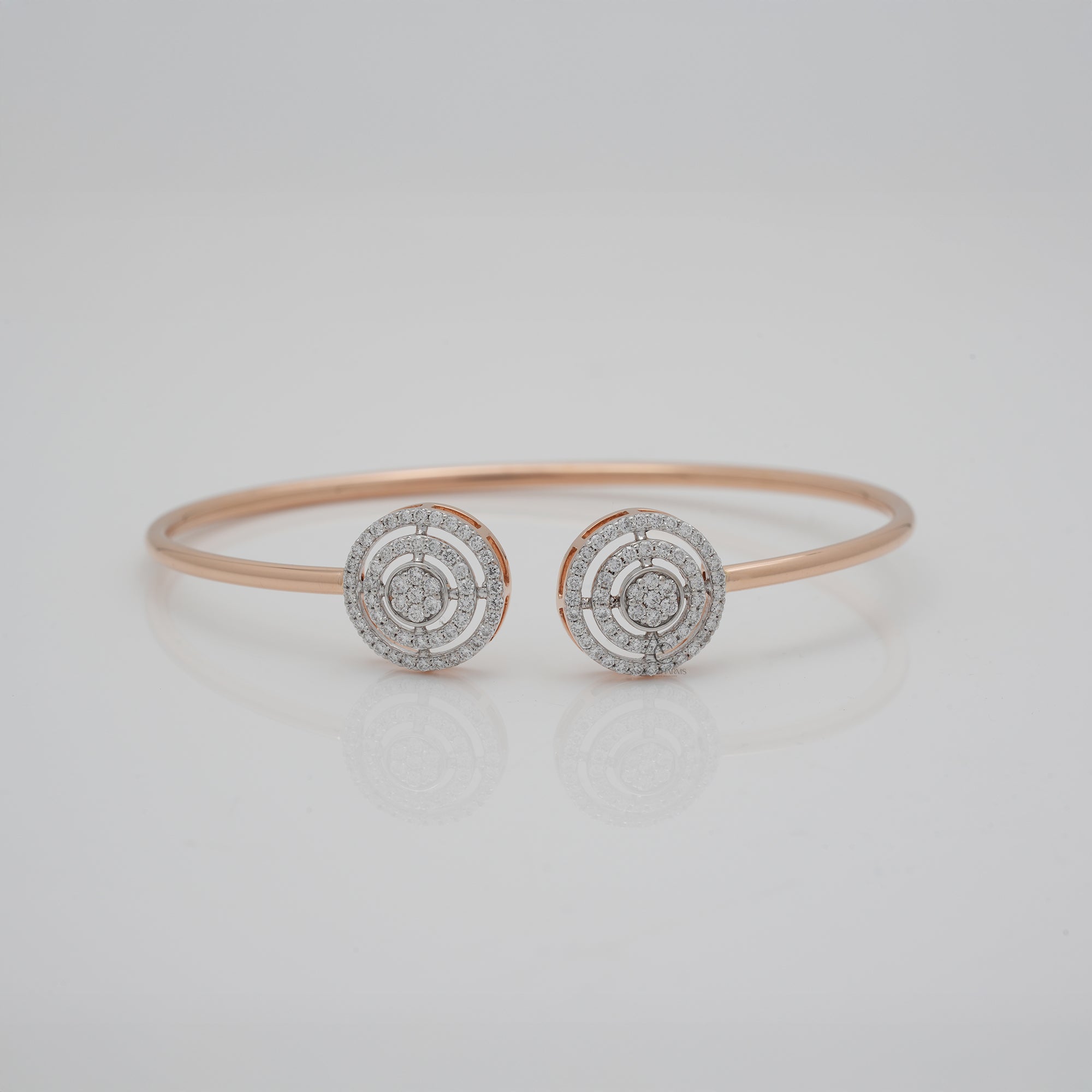 Zendaya Round Halo Diamond Bangle in Rose Gold