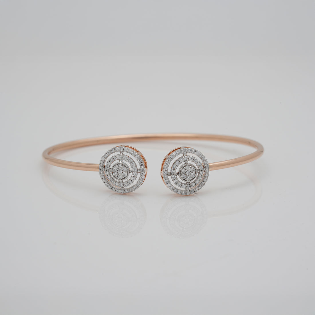 Zendaya Round Halo Diamond Bangle in Rose Gold