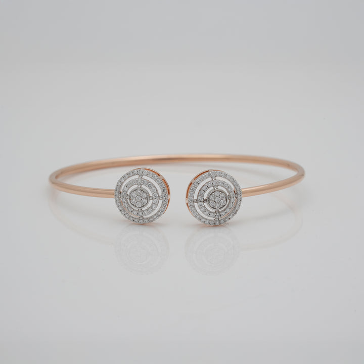 Zendaya Round Halo Diamond Bangle in Rose Gold