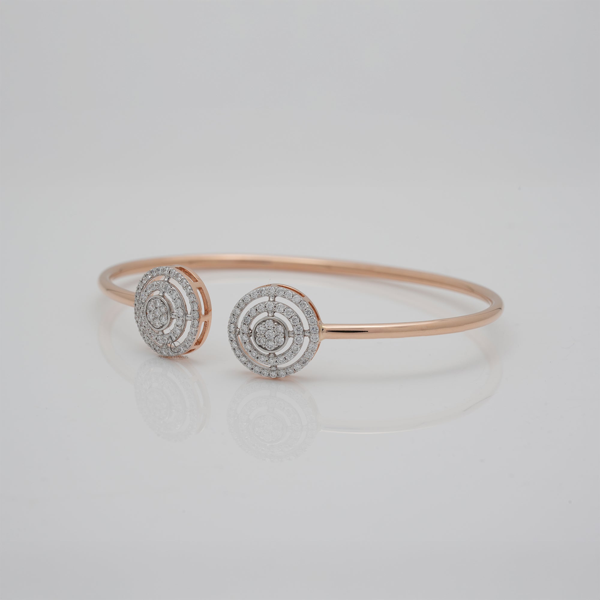 Zendaya Round Halo Diamond Bangle in Rose Gold