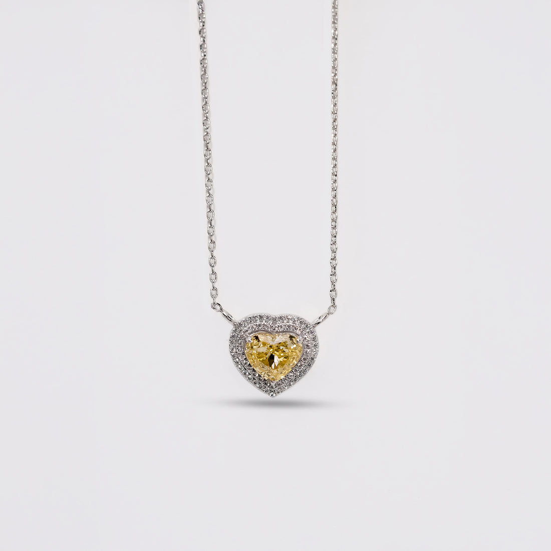 Fancy Yellow Heart Halo Diamond Pendant