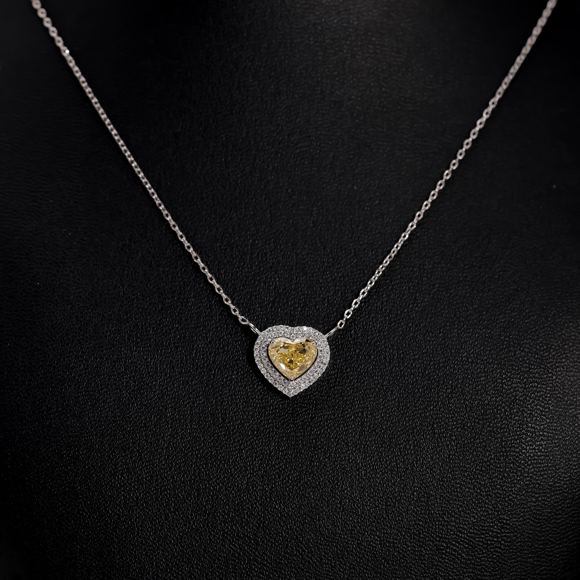 Fancy Yellow Heart Halo Diamond Pendant