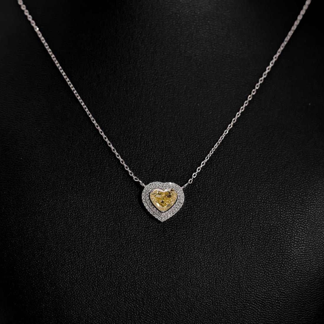 Fancy Yellow Heart Halo Diamond Pendant