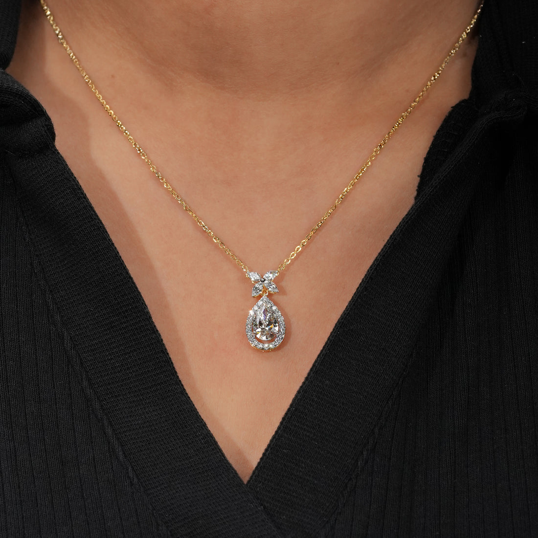 Pear Halo Diamond Pendant
