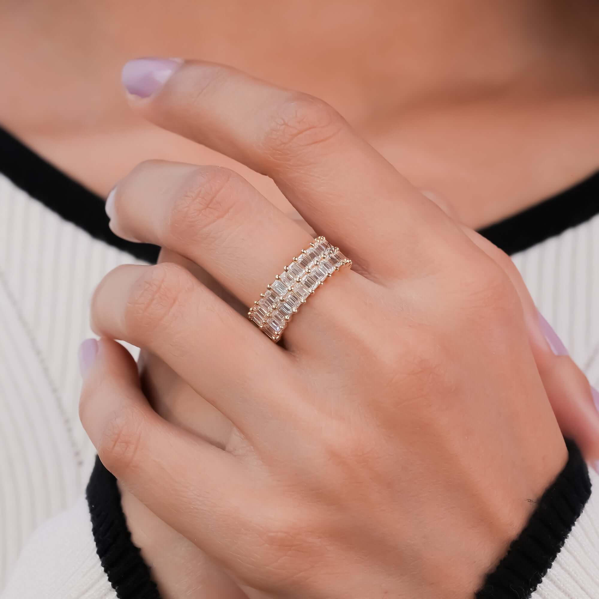 Amal Gold Emerald Illusion Eternity Diamond Band