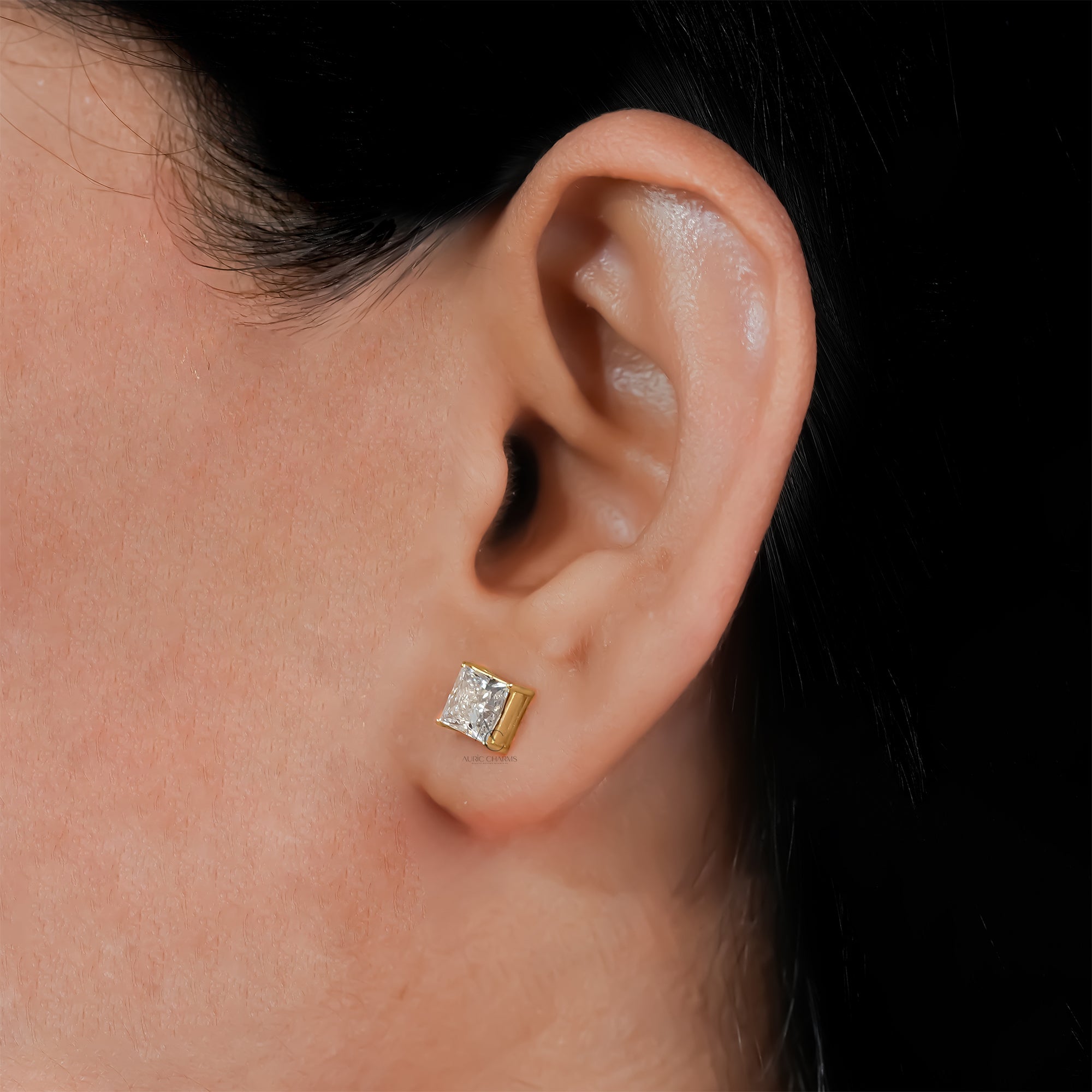 Monroe Princess Cut Lab Diamond Stud Earrings