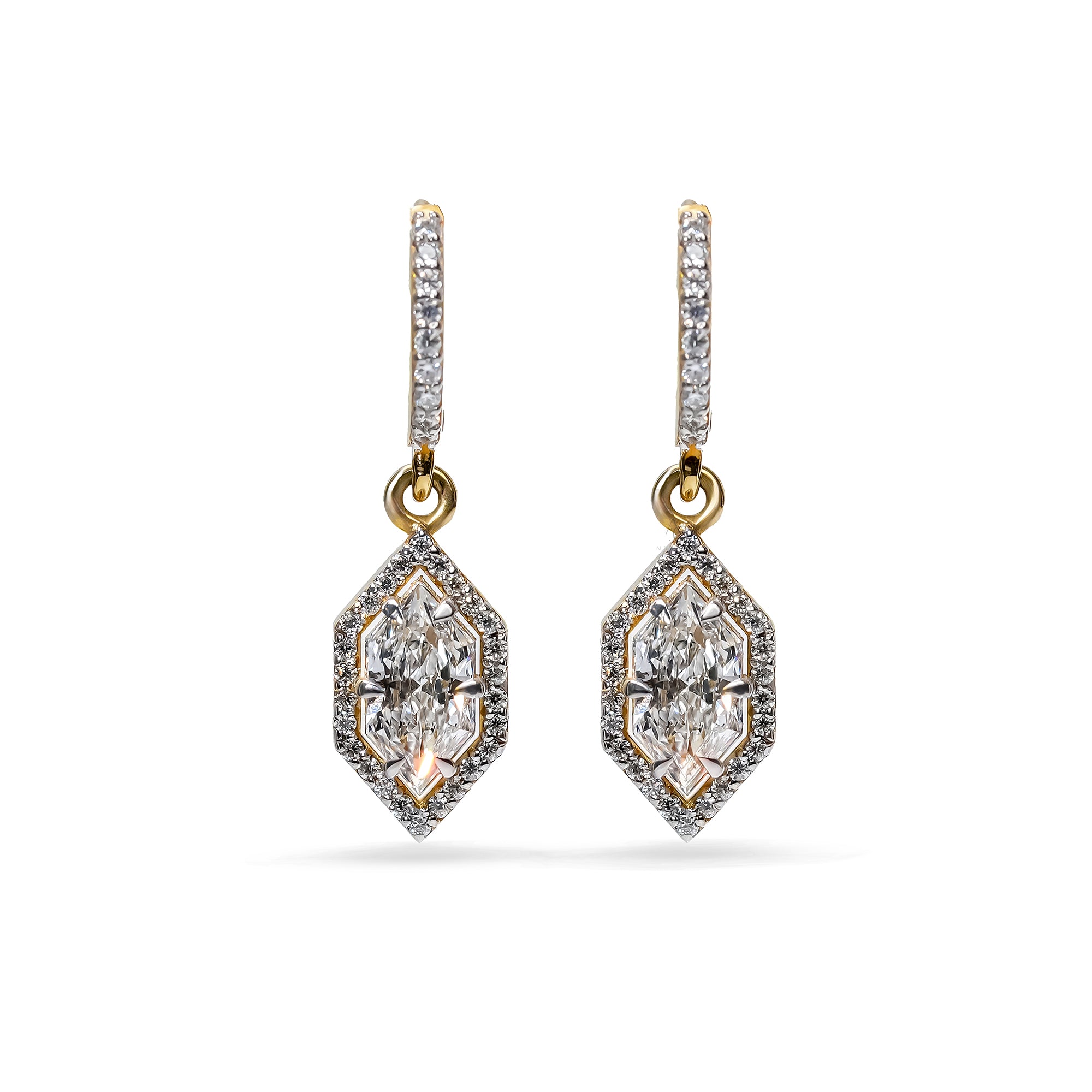 Double Teardrop Marquise Diamond Dangle Earrings