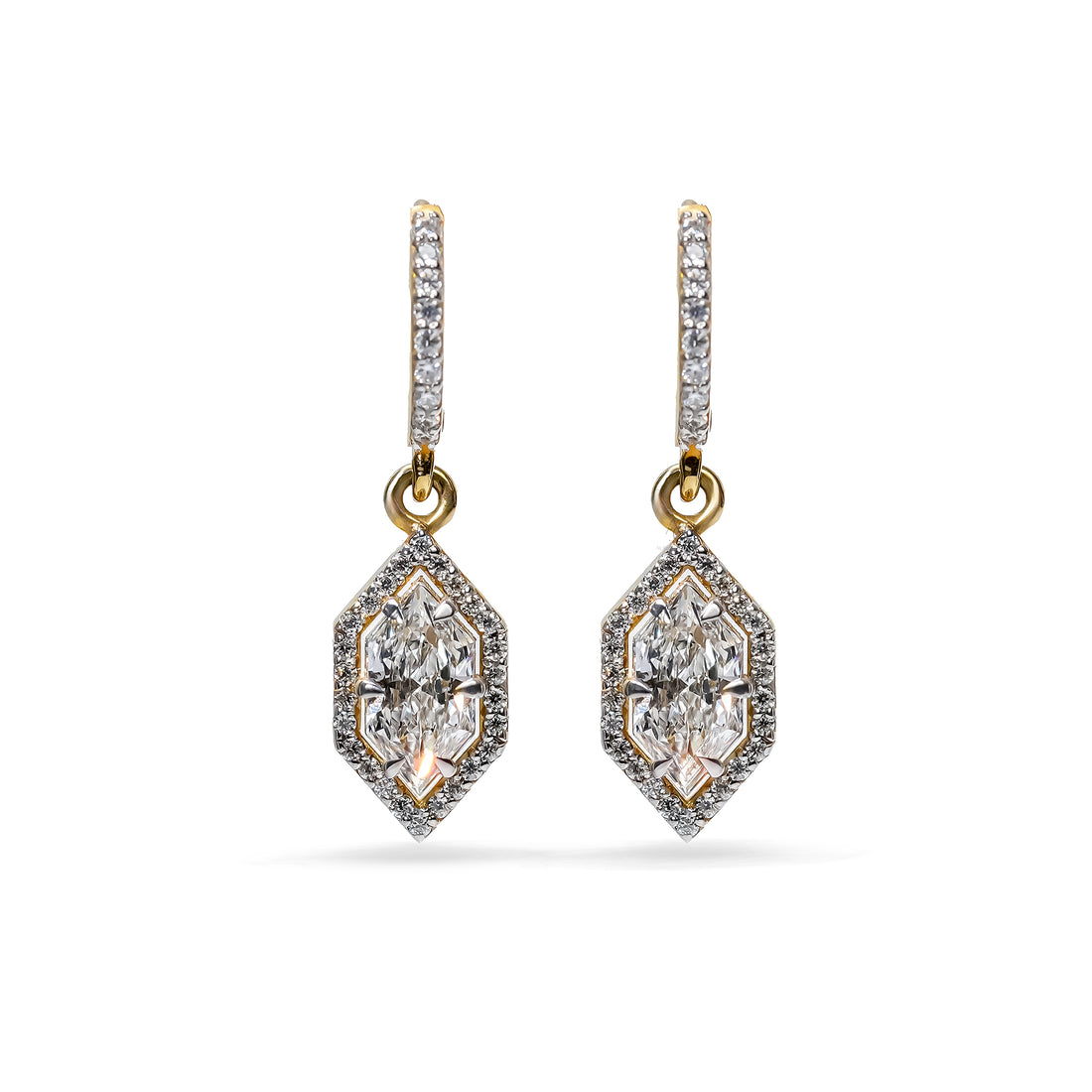 Double Teardrop Marquise Diamond Dangle Earrings
