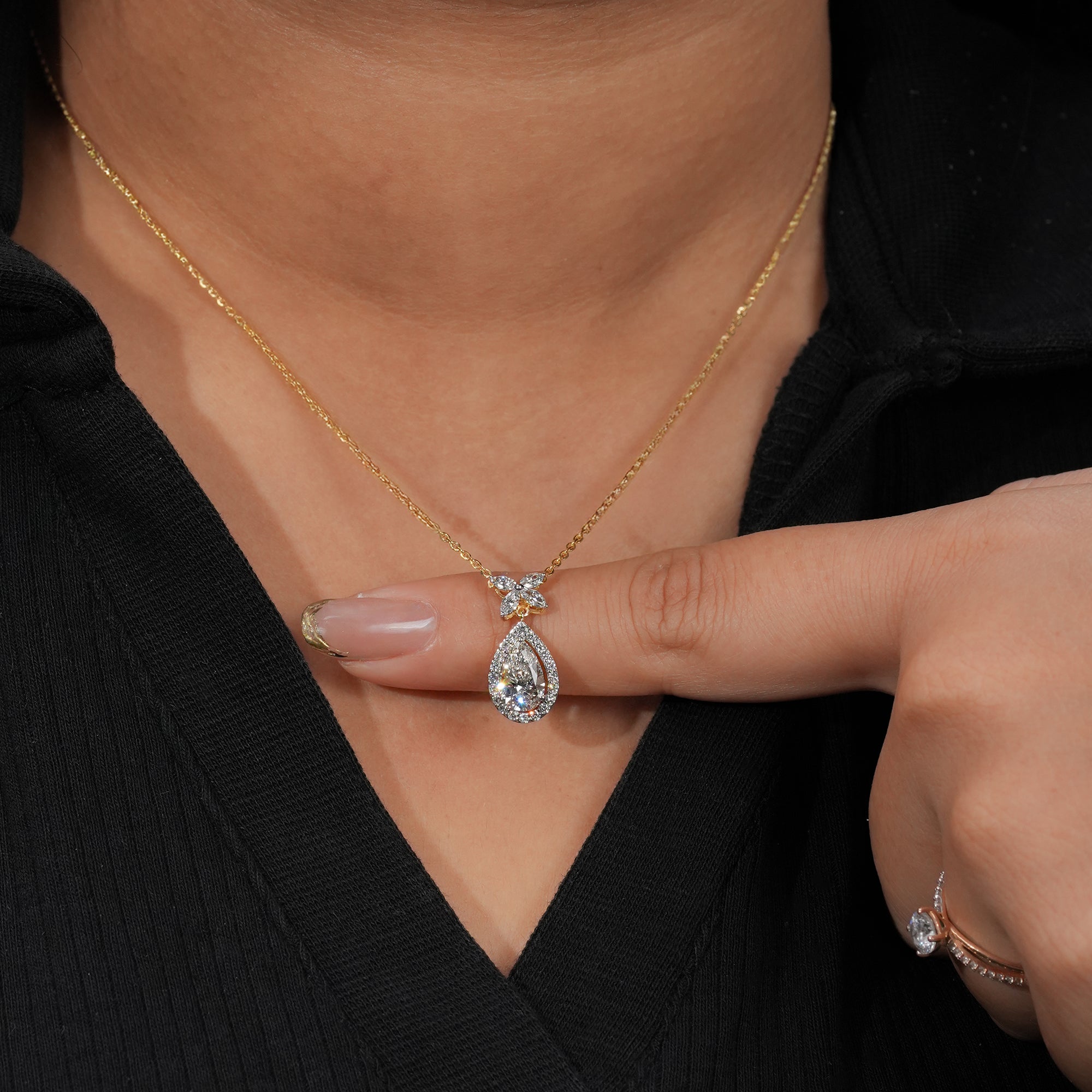 Pear Halo Diamond Pendant
