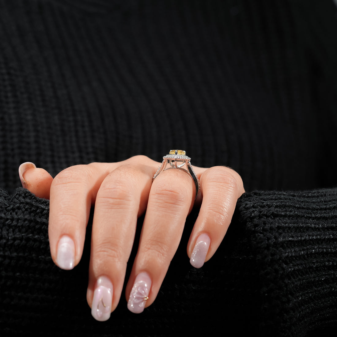 Fancy Yellow Pear Double Halo Ring