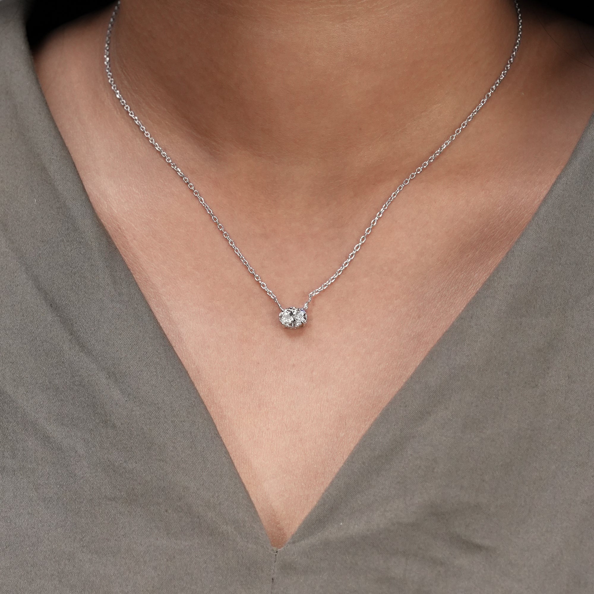 East-West Oval Diamond Pendant