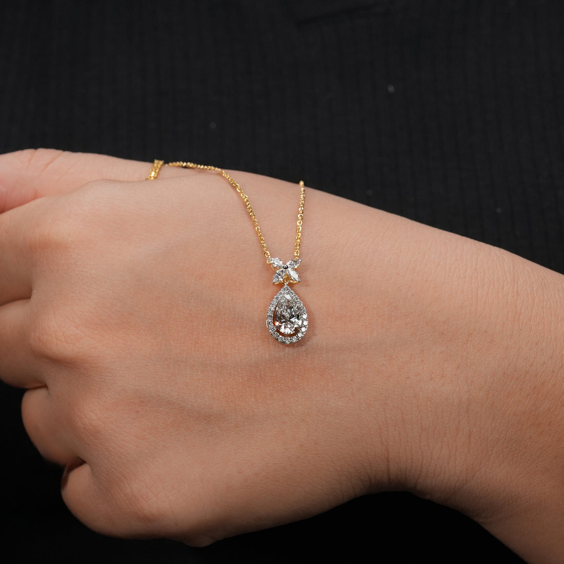 Pear Halo Diamond Pendant