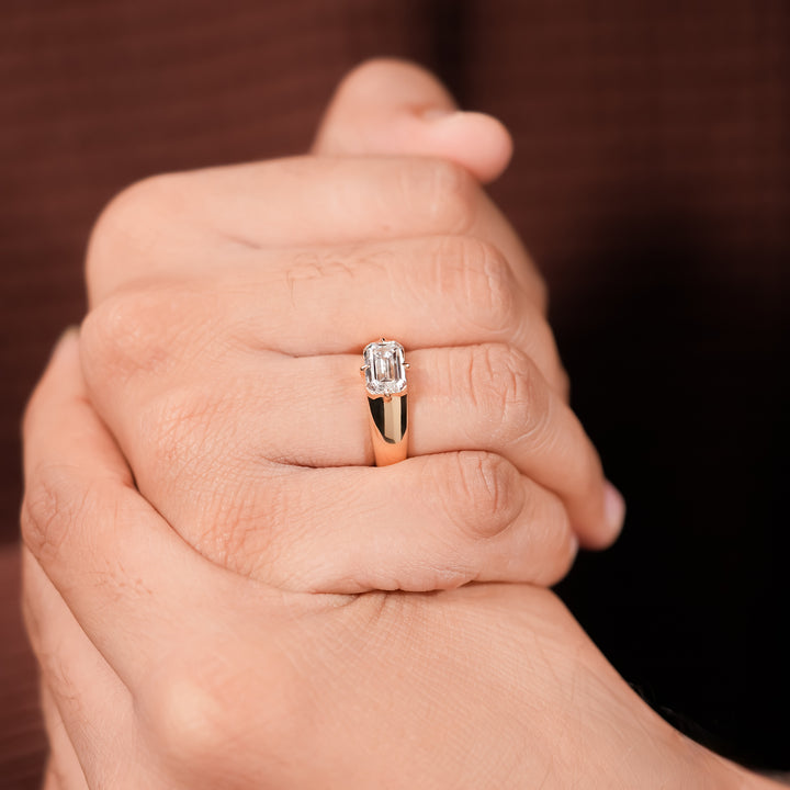 Emerald Cut East-West Men's Ring