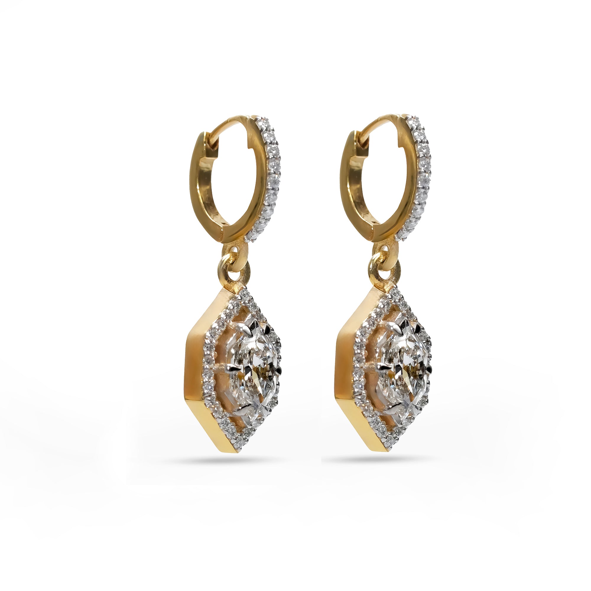Double Teardrop Marquise Diamond Dangle Earrings