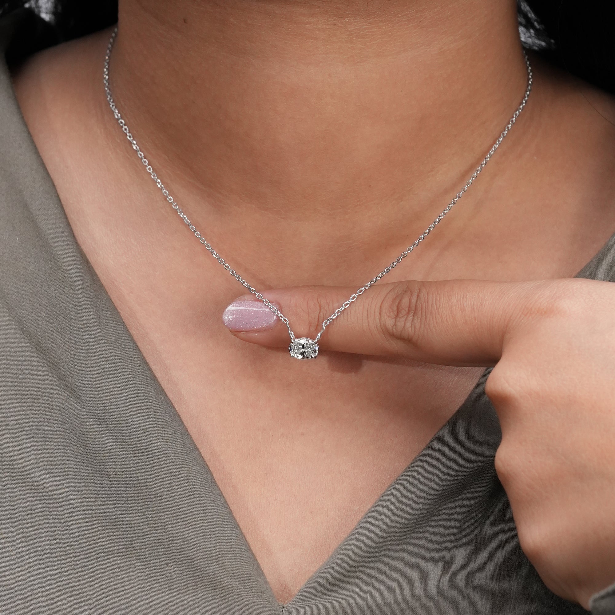 East-West Oval Diamond Pendant