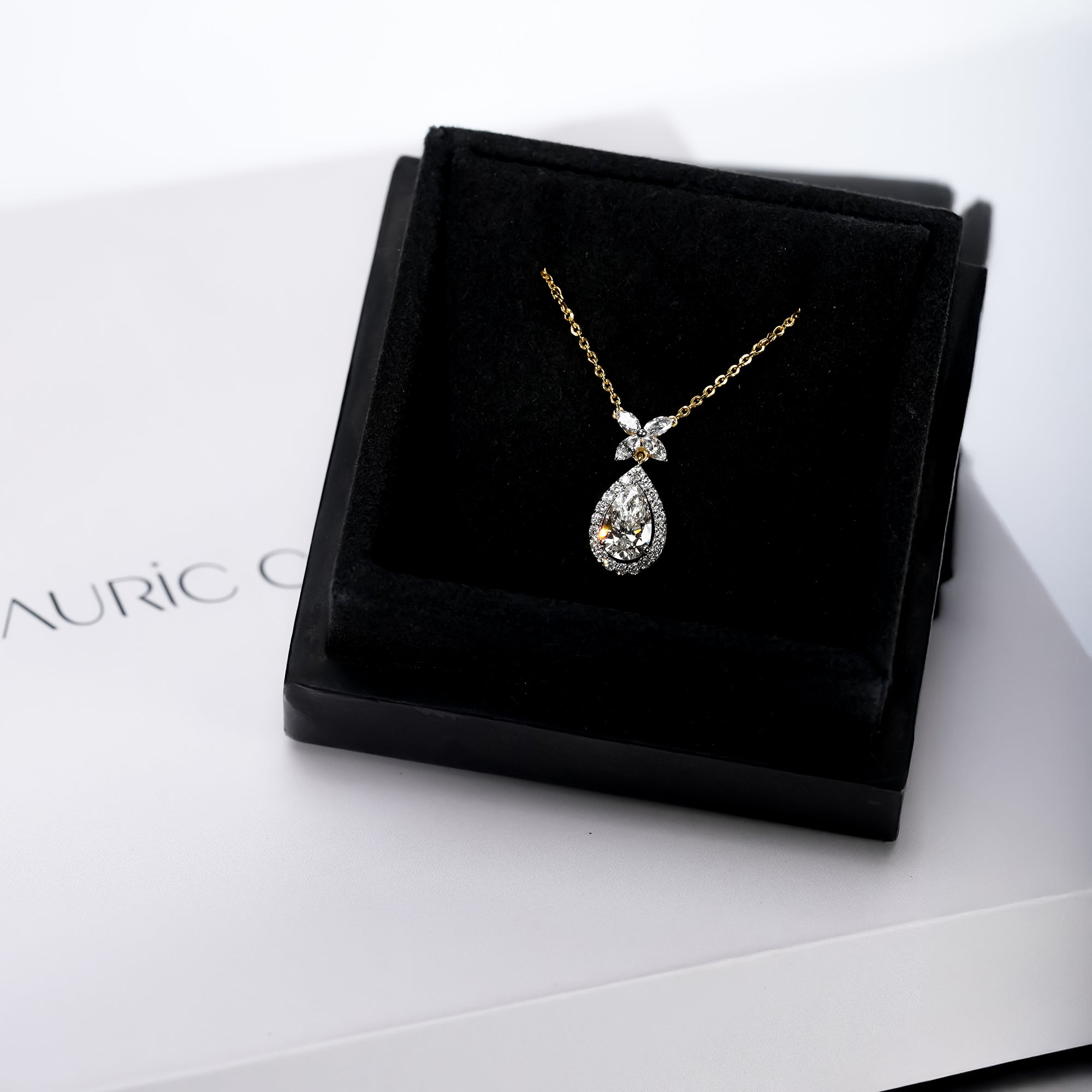 Pear Halo Diamond Pendant