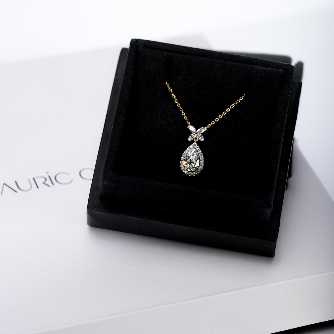 Pear Halo Diamond Pendant